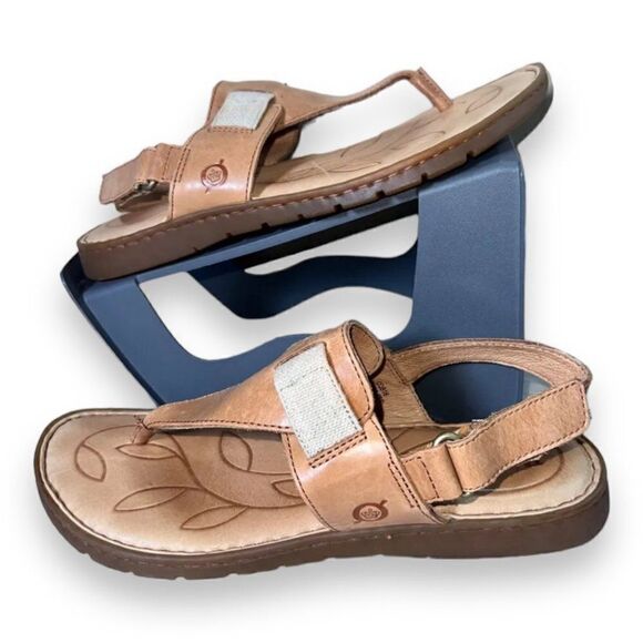 Born Belluno Leather Sandals Brown/Nut F00006 Women's 9M - Picture 1 of 10